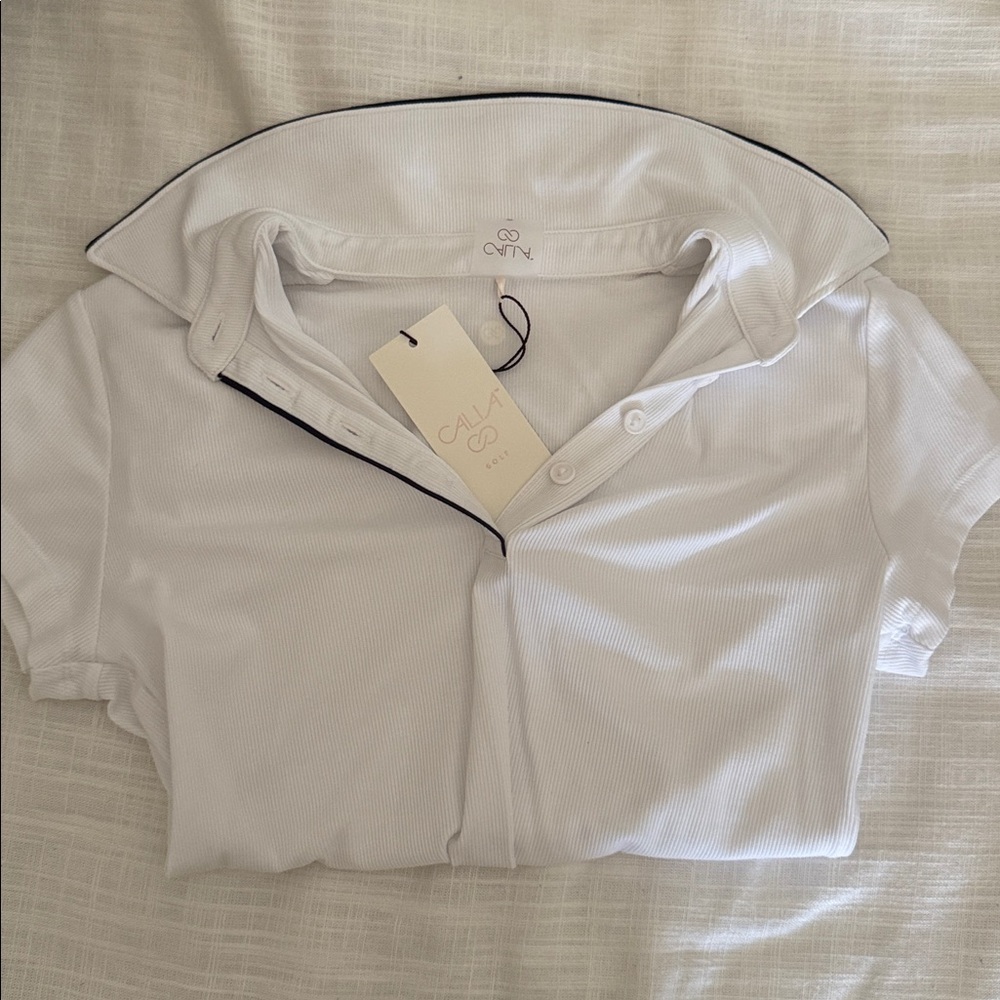 Elegant White Shirt with Black Trim